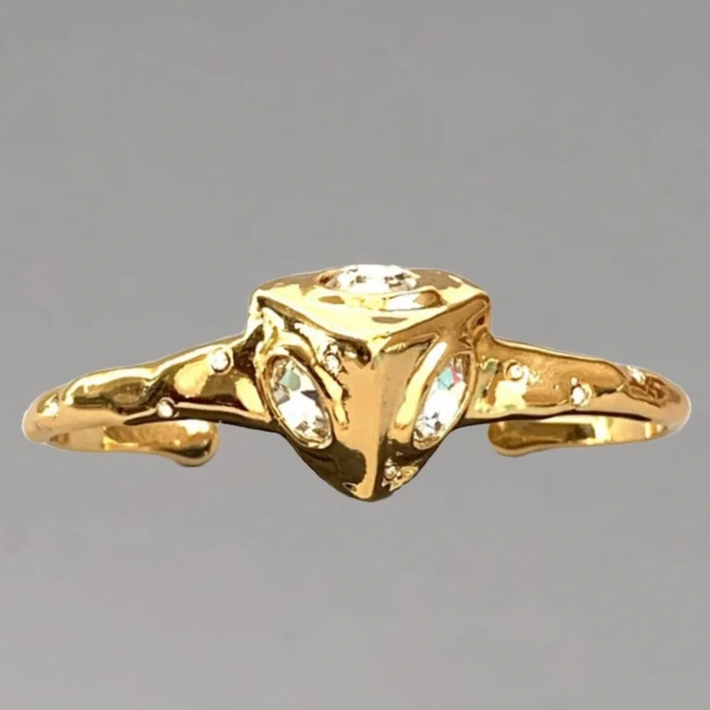 Alexis Bittar Modern Future Antiquities Bold Sculpted Gold Pyramid Cuff Bracelet